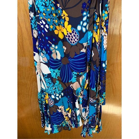 Trina Turk Found In Translation Kaciee Wrap Midi Dress Blue Multi Size 6-8 M - Picture 9 of 12